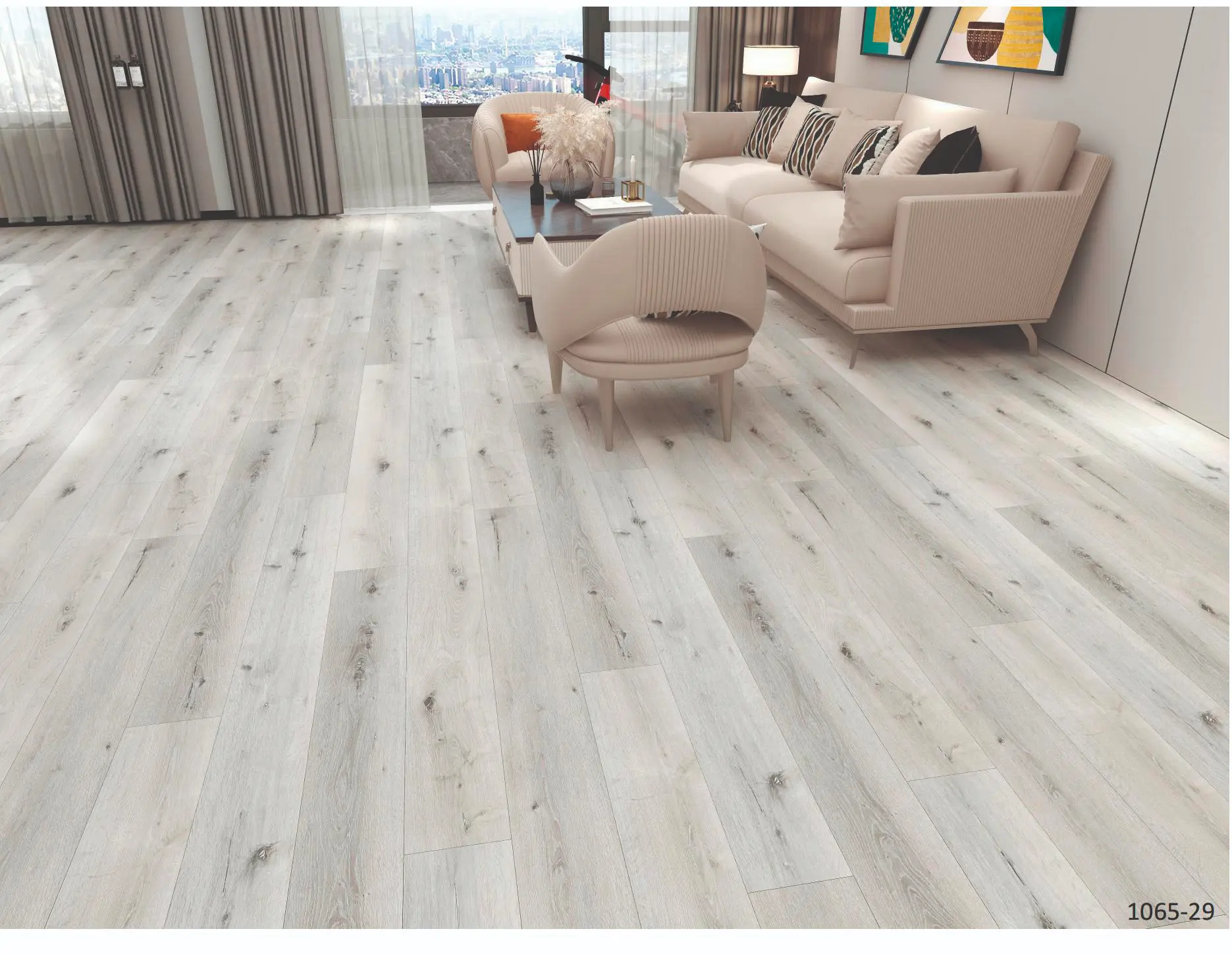 Ambiente salón con panel spc maple