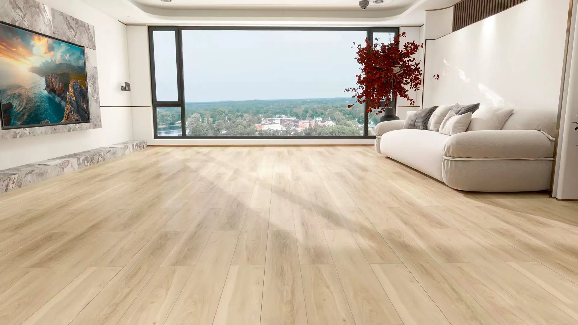 Ambiente salón con panel spc  urban