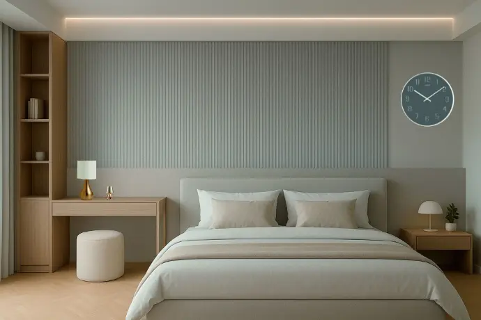 ambiente de dormitorio con panel skin indoor