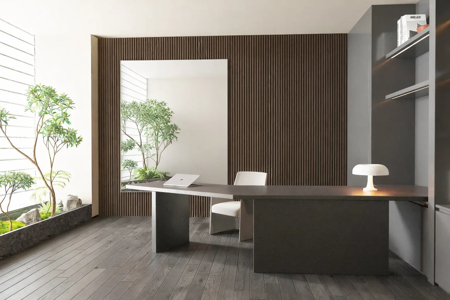 ambiente salón con panel wpc ipe