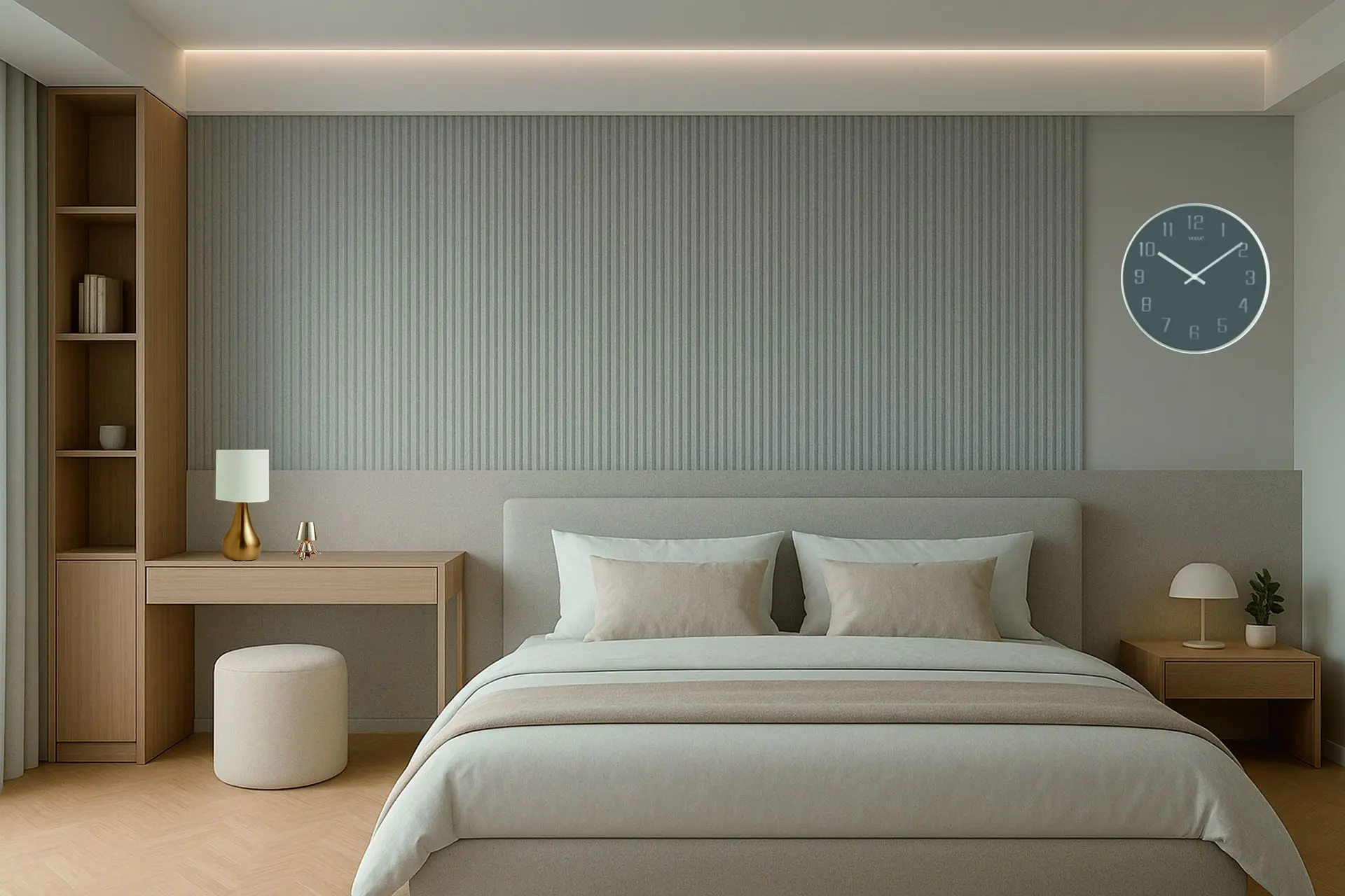 ambiente salón con panel wpc textil